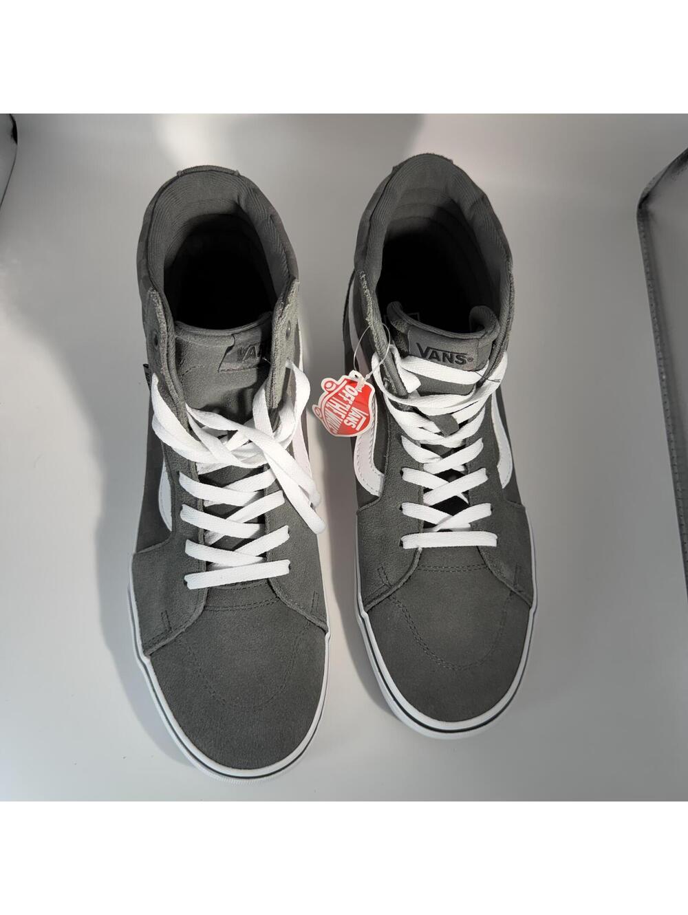 Vans Sk8-Hi Gray Canvas White Stripe 721356 Men's Size 11.5 High Top Sneaker NWT